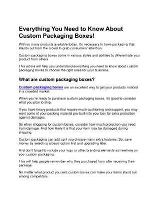 Everything You Need to Know About Custom Packaging Boxes!