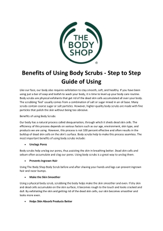 Benefits of Using Body Scrubs - Step to Step Guide of Using