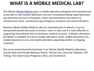 WHAT IS A MOBILE MEDICAL LAB