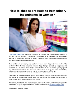 How to choose products to treat urinary incontinence in women