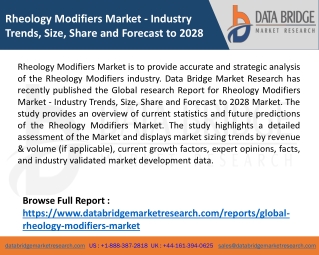 Rheology Modifiers Market - Industry Trends, Size, Share and Forecast to 2028