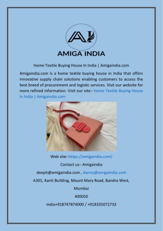 Home Textile Buying House In India  Amigaindia