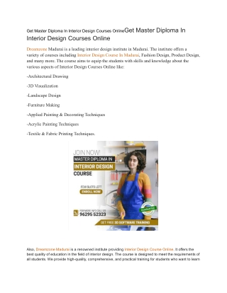 Get Master Diploma In Interior Design Courses OnlineGet Master Diploma In Interior Design Courses Online