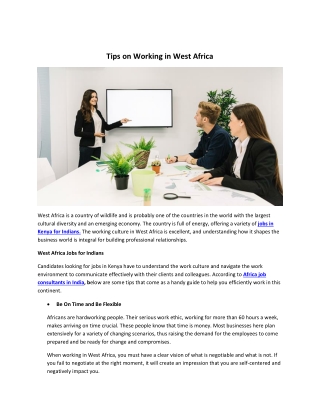 Tips on Working in West Africa