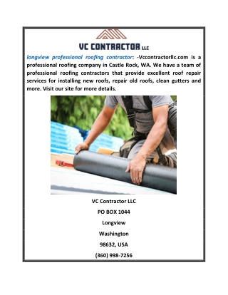 Longview Professional Roofing Contractor | Vccontractorllc.com