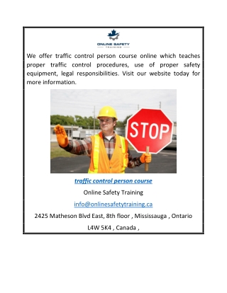 Traffic Control Person Course & Training Online