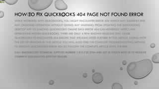 Try these easy steps to fix QuickBooks error 404