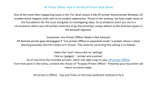 HP Printer Offline- How To Get My HP