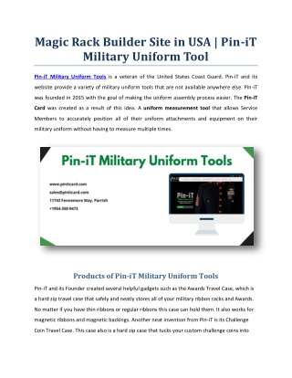 Pin-iT Card Military Uniform Tools - Magic Rack Builder Site in Usa
