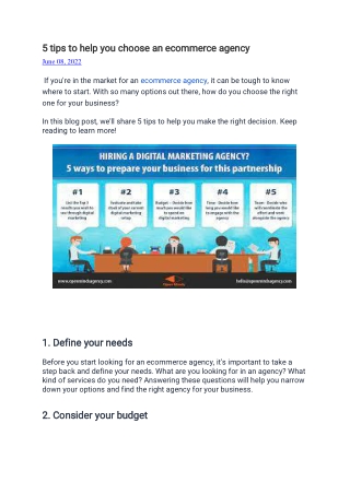 5 tips to help you choose an ecommerce agency