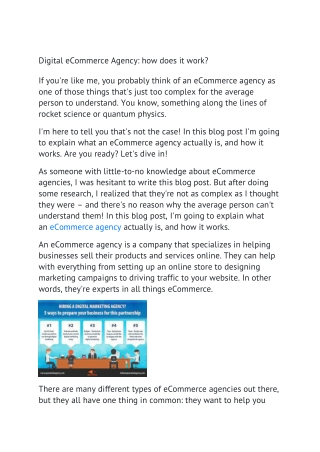 Digital eCommerce Agency- how does it work