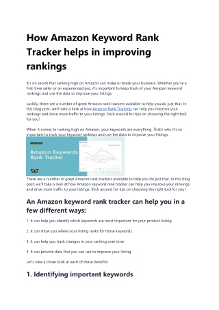 How Amazon Keyword Rank Tracker helps in improving rankings