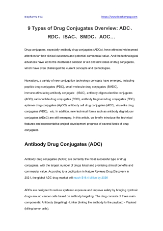 9 Types of Drug Conjugates Overview ADC、RDC、ISAC、SMDC、AOC