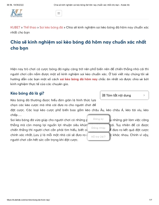 Chia sẽ kinh nghiệm soi kèo bóng đá hôm nay chuẩn xác nhất cho bạn - Kubet Ab