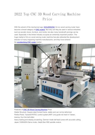 2022 Top CNC 3D Wood Carving Machine Price