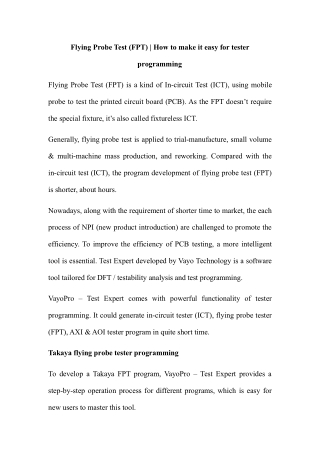 Flying Probe Test -(FPT)  How to make it easy for tester programming