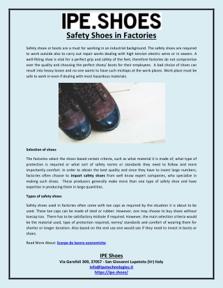 Safety Shoes in Factories