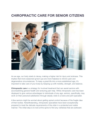 Pros and Cons of Chiropractic care for Senior Citizens