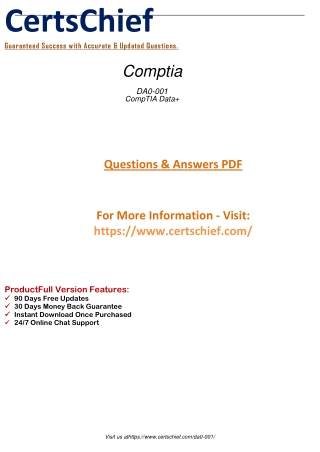 Explore DA0 001 Comptia Data  Study Guide Material