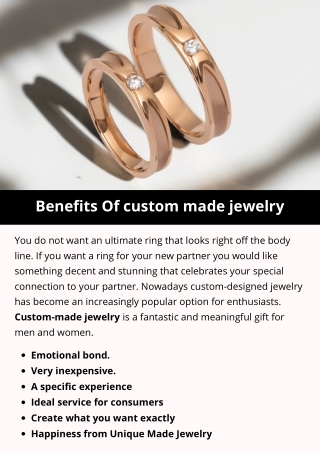 Benefits Of custom made jewelry