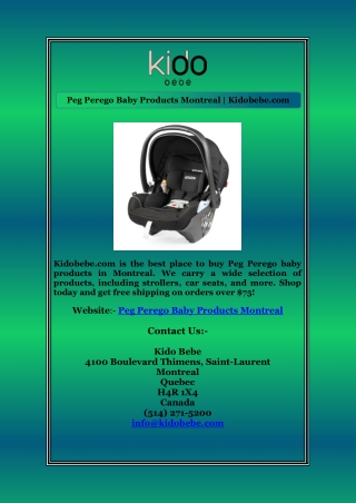 Peg Perego Baby Products Montreal | Kidobebe.com