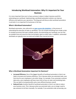 Introducing Workload Automation: Why It's Important for Your Business