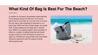 What Kind Of Bag Is Best For The Beach_