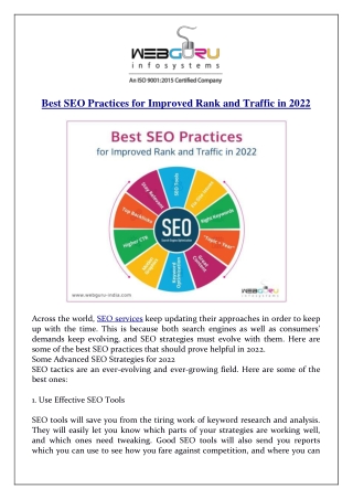 Best SEO Practices for Improved Rank and Traffic in 2022