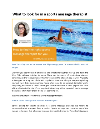 What to look for in a sports massage therapist