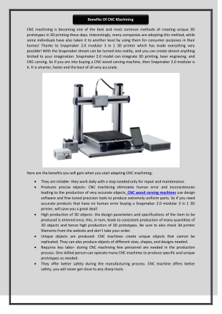 Benefits Of CNC Machining