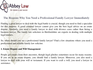The Reasons Why You Need a Professional Family Lawyer Immediately