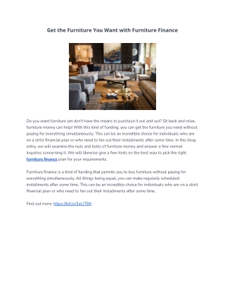 Get the Furniture You Want with Furniture Finance