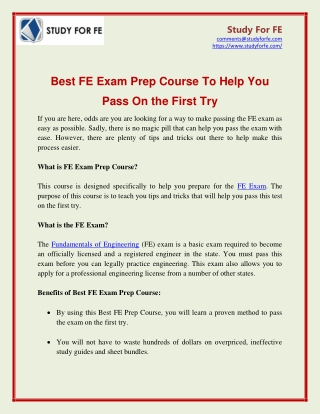 Best FE Exam Prep Course To Help You Pass On The First Try