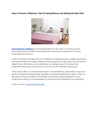 How to Finance a Mattress: Tips for Saving Money and Getting the Best Deal
