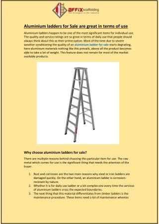 Aluminium ladders for Sale are great in terms of use