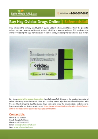 Buy Hcg Ovidac Drugs Online