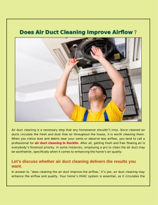 Does Air Duct Cleaning Improve Airflow?