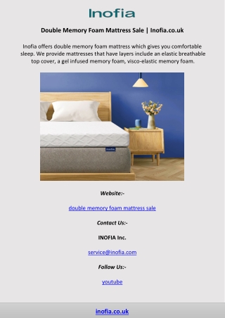 Double Memory Foam Mattress Sale | Inofia.co.uk