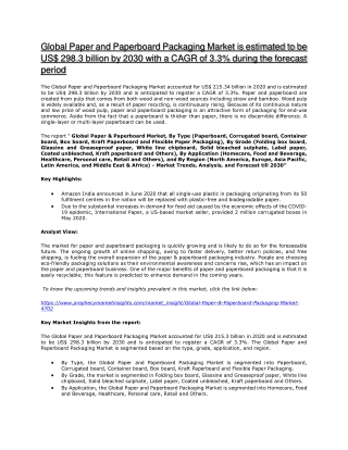 Paper and Paperboard Packaging Market