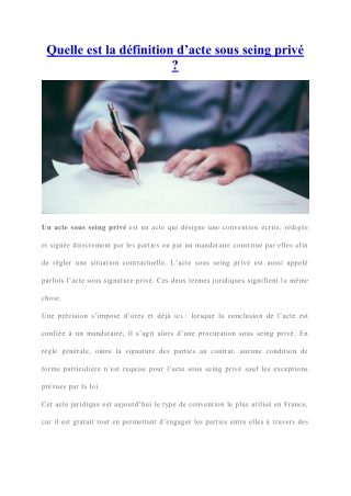 Qu'est ce qu'un acte sous seing privé ?