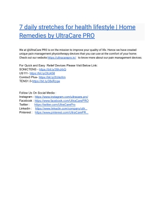 7 daily stretches for healthy lifestyle _ Home Remedies by UltraCare PRO