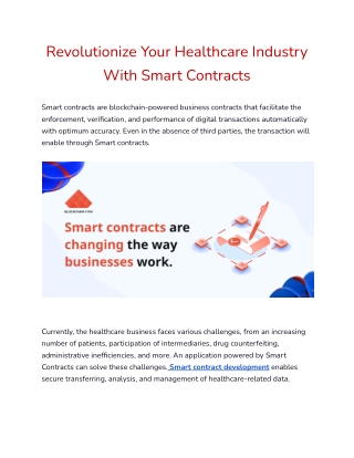 Revolutionize Your Healthcare Industry With Smart Contracts