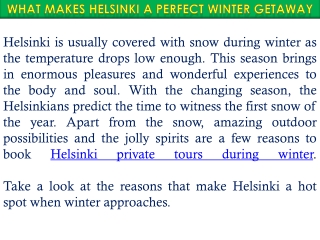 What Makes Helsinki a Perfect Winter Getaway