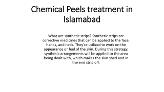 Chemical Peels treatment in Islamabad