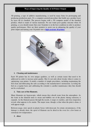 Ways of Improving the Quality of 3d Printer Output