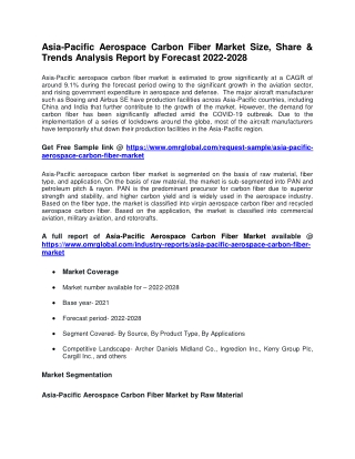 Asia-Pacific Aerospace Carbon Fiber Market