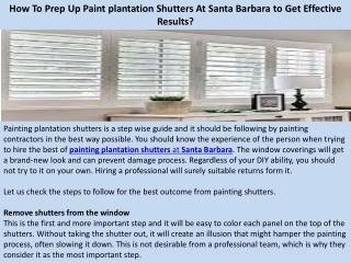 How To Prep Up Paint plantation Shutters At Santa Barbara to Get Effective Resul