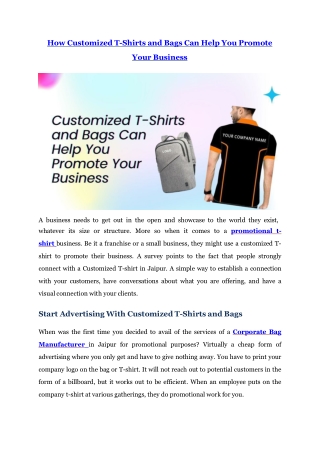 How Customized T-Shirts and Bags Can Help You Promote Your Business