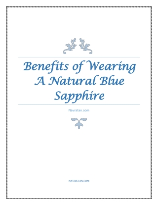 Benefits of Wearing A Natural Blue Sapphire