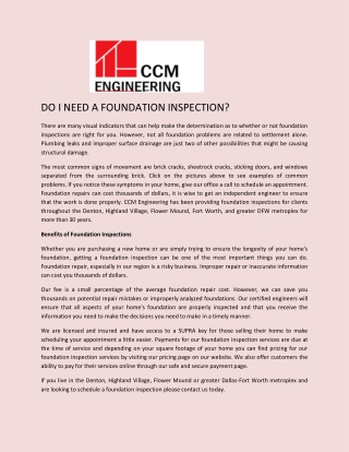Foundation Inspections Company Dallas, TX